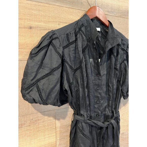 NWOT FRAME black inset Lace Puff Sleeve Minidress size S - Picture 7 of 12